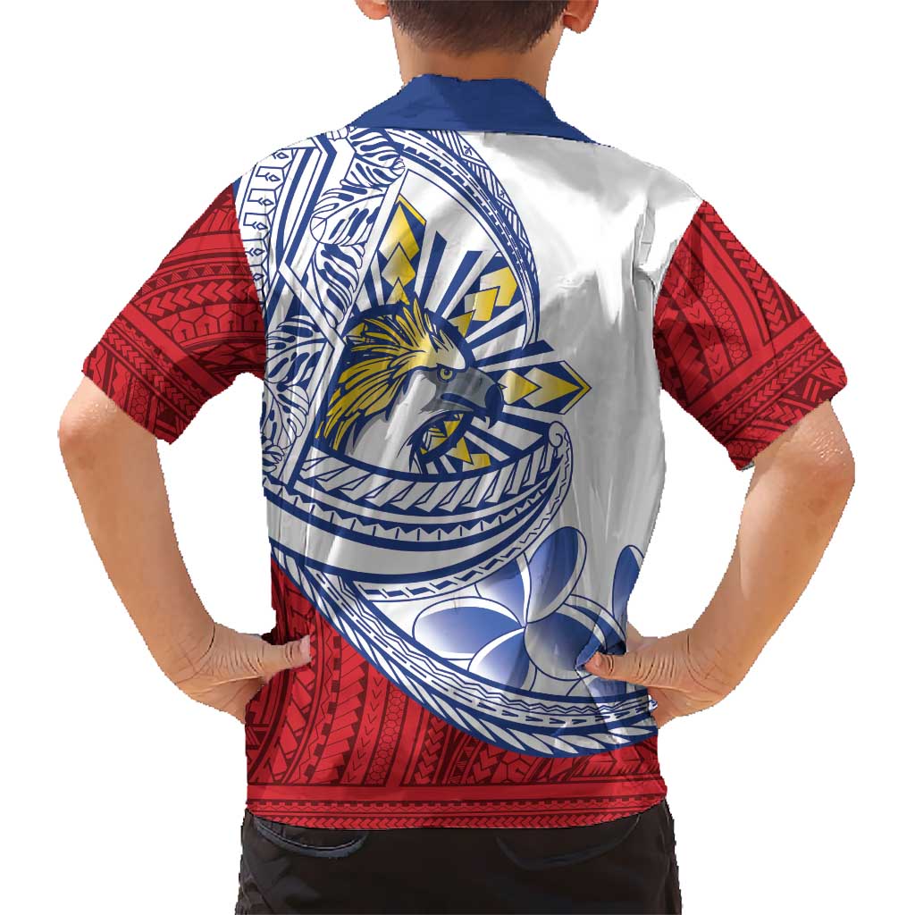 Philippines Eagle Sun Family Matching Off Shoulder Maxi Dress and Hawaiian Shirt Filipino Agila Polynesian Tattoo Flag Color LT14 - Polynesian Pride