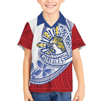 Philippines Eagle Sun Family Matching Puletasi and Hawaiian Shirt Filipino Agila Polynesian Tattoo Flag Color LT14 Son's Shirt Red - Polynesian Pride
