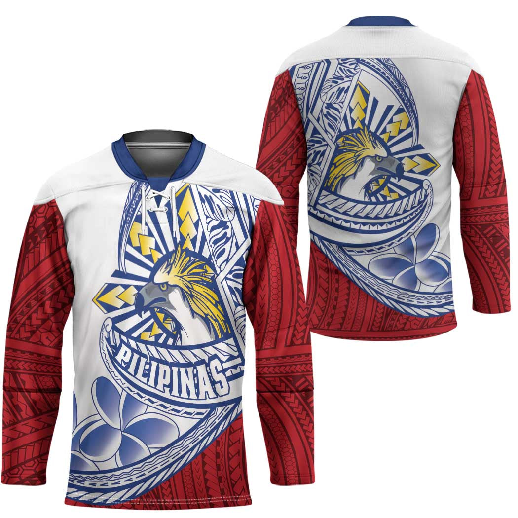 Philippines Eagle Sun Hockey Jersey Filipino Agila Polynesian Tattoo Flag Color LT14 - Polynesian Pride