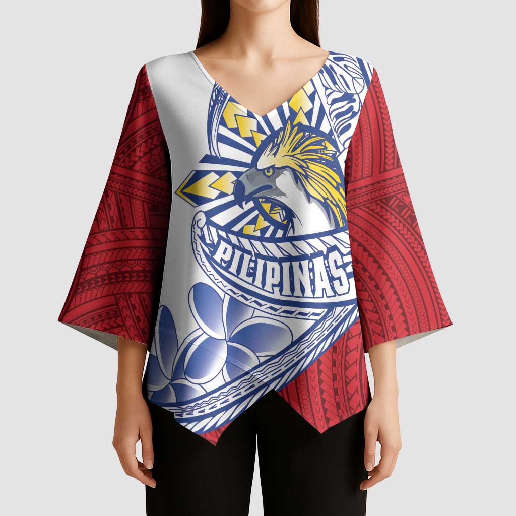Philippines Eagle Sun Kimono Sleeve Blouse Filipino Agila Polynesian Tattoo Flag Color