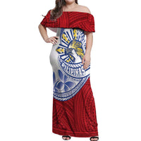 Philippines Eagle Sun Off Shoulder Maxi Dress Filipino Agila Polynesian Tattoo Flag Color LT14 Women Red - Polynesian Pride