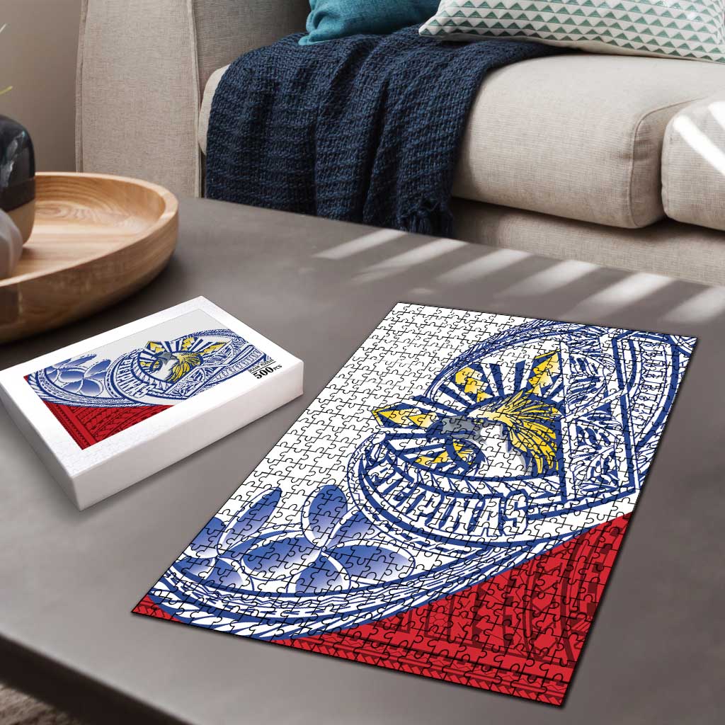 Philippines Eagle Sun Puzzle Filipino Agila Polynesian Tattoo Flag Color