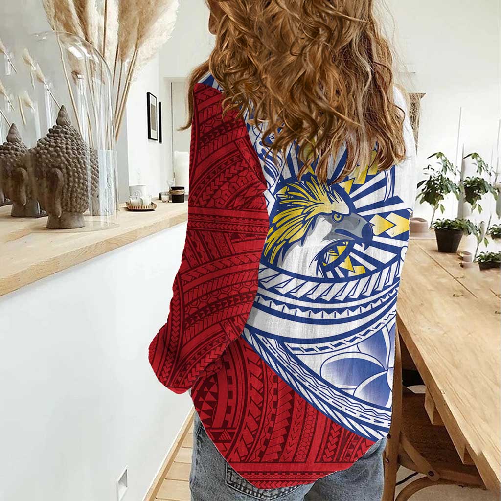 Philippines Eagle Sun Women Casual Shirt Filipino Agila Polynesian Tattoo Flag Color LT14 - Polynesian Pride