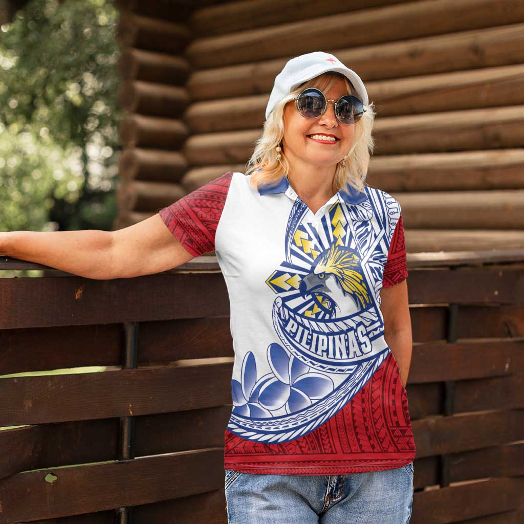 Philippines Eagle Sun Women Polo Shirt Filipino Agila Polynesian Tattoo Flag Color LT14 - Polynesian Pride