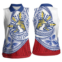 Philippines Eagle Sun Women Sleeveless Polo Shirt Filipino Agila Polynesian Tattoo Flag Color LT14 - Polynesian Pride