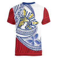 Philippines Eagle Sun Women V-Neck T-Shirt Filipino Agila Polynesian Tattoo Flag Color LT14 - Polynesian Pride