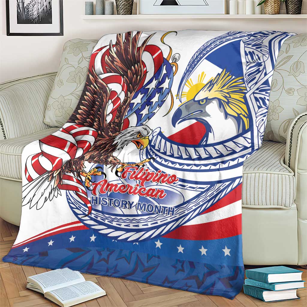 Filipino American History Month Blanket Philippines Agila USA Eagle Mix Flag