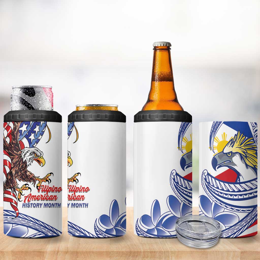 Filipino American History Month 4 in 1 Can Cooler Tumbler Philippines Agila USA Eagle Mix Flag LT14 - Polynesian Pride