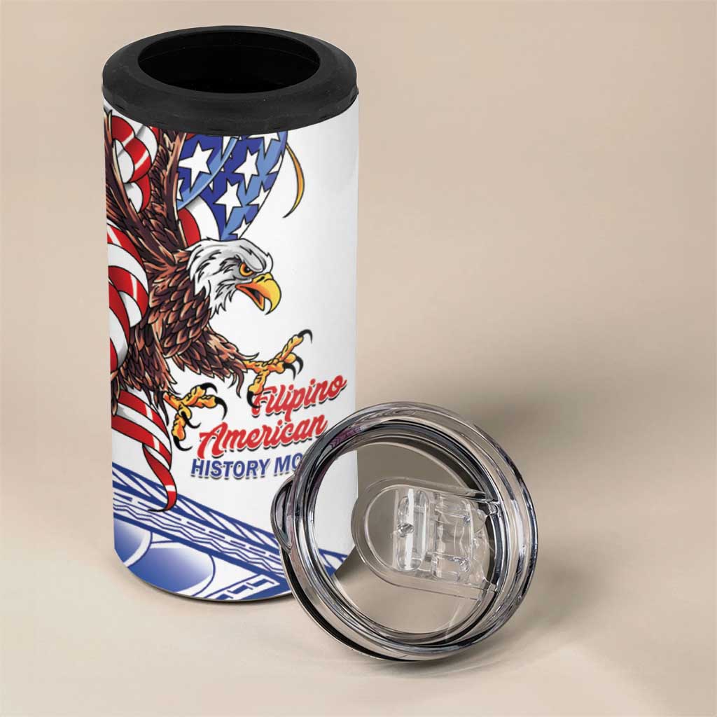 Filipino American History Month 4 in 1 Can Cooler Tumbler Philippines Agila USA Eagle Mix Flag LT14 - Polynesian Pride