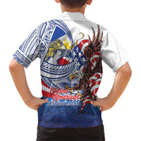 Filipino American History Month Family Matching Mermaid Dress and Hawaiian Shirt Philippines Agila USA Eagle Mix Flag LT14 - Polynesian Pride