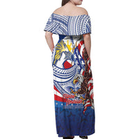 Filipino American History Month Family Matching Off Shoulder Maxi Dress and Hawaiian Shirt Philippines Agila USA Eagle Mix Flag LT14 - Polynesian Pride