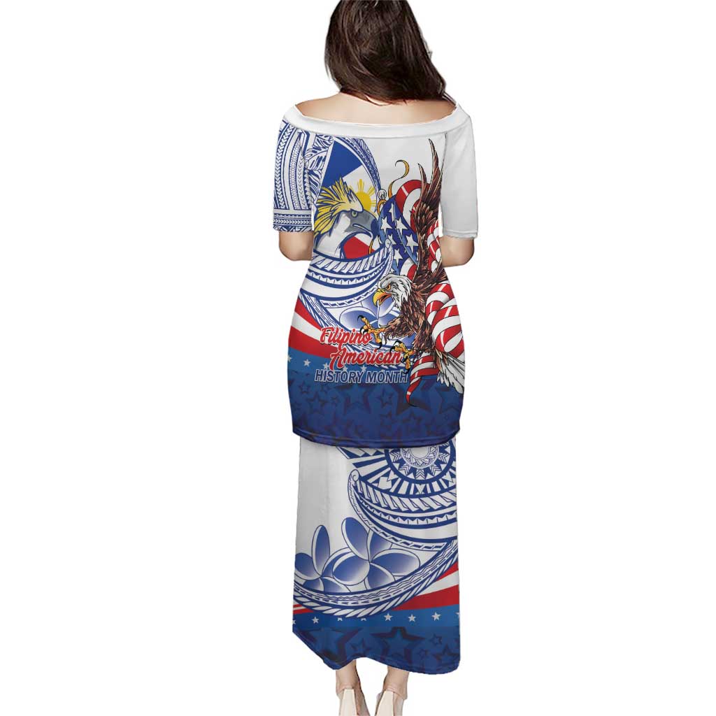Filipino American History Month Family Matching Puletasi and Hawaiian Shirt Philippines Agila USA Eagle Mix Flag LT14 - Polynesian Pride