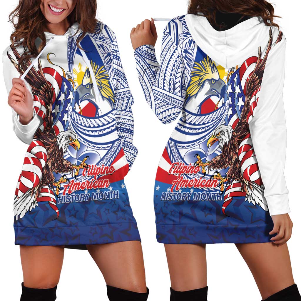 Filipino American History Month Hoodie Dress Philippines Agila USA Eagle Mix Flag LT14 - Polynesian Pride