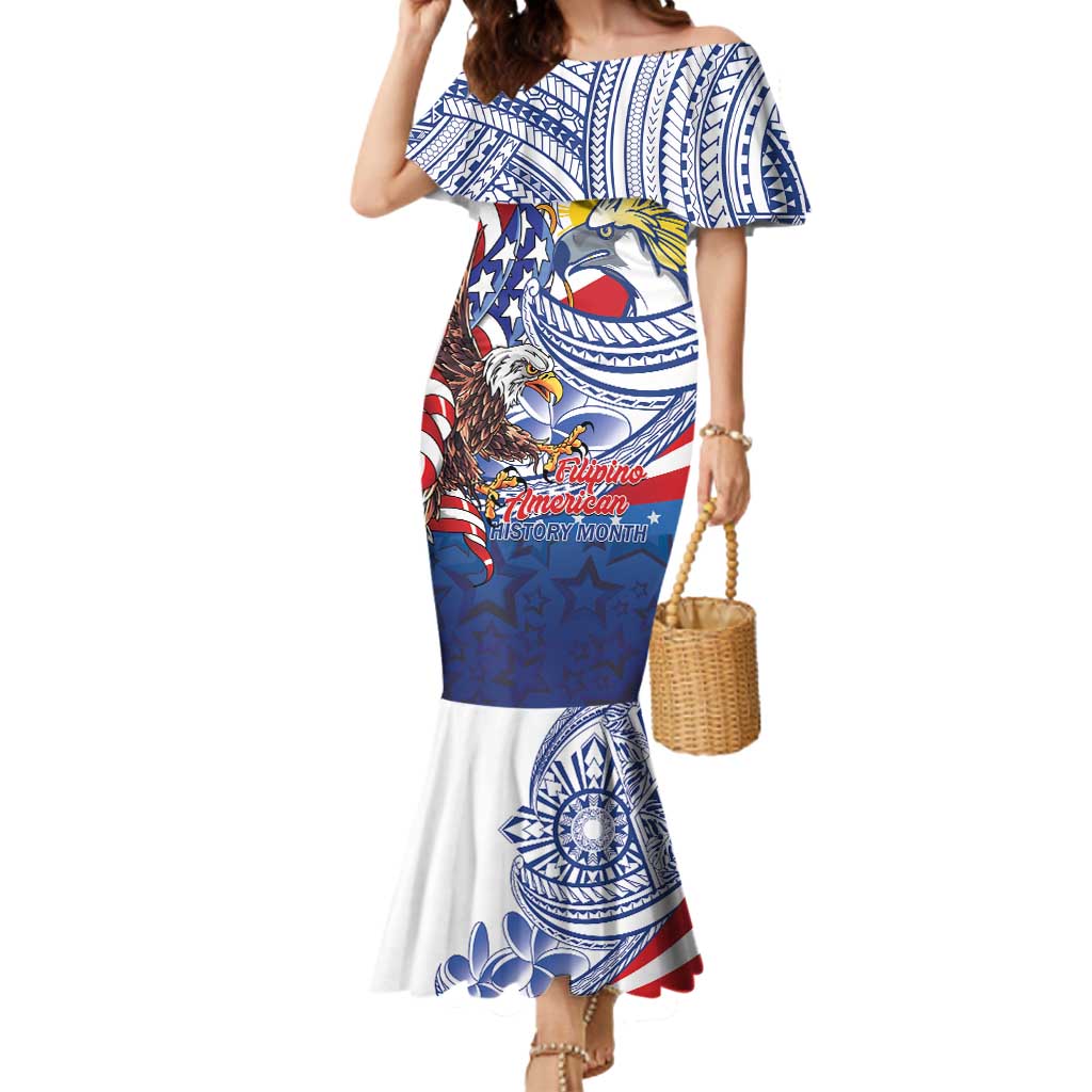 Filipino American History Month Mermaid Dress Philippines Agila USA Eagle Mix Flag