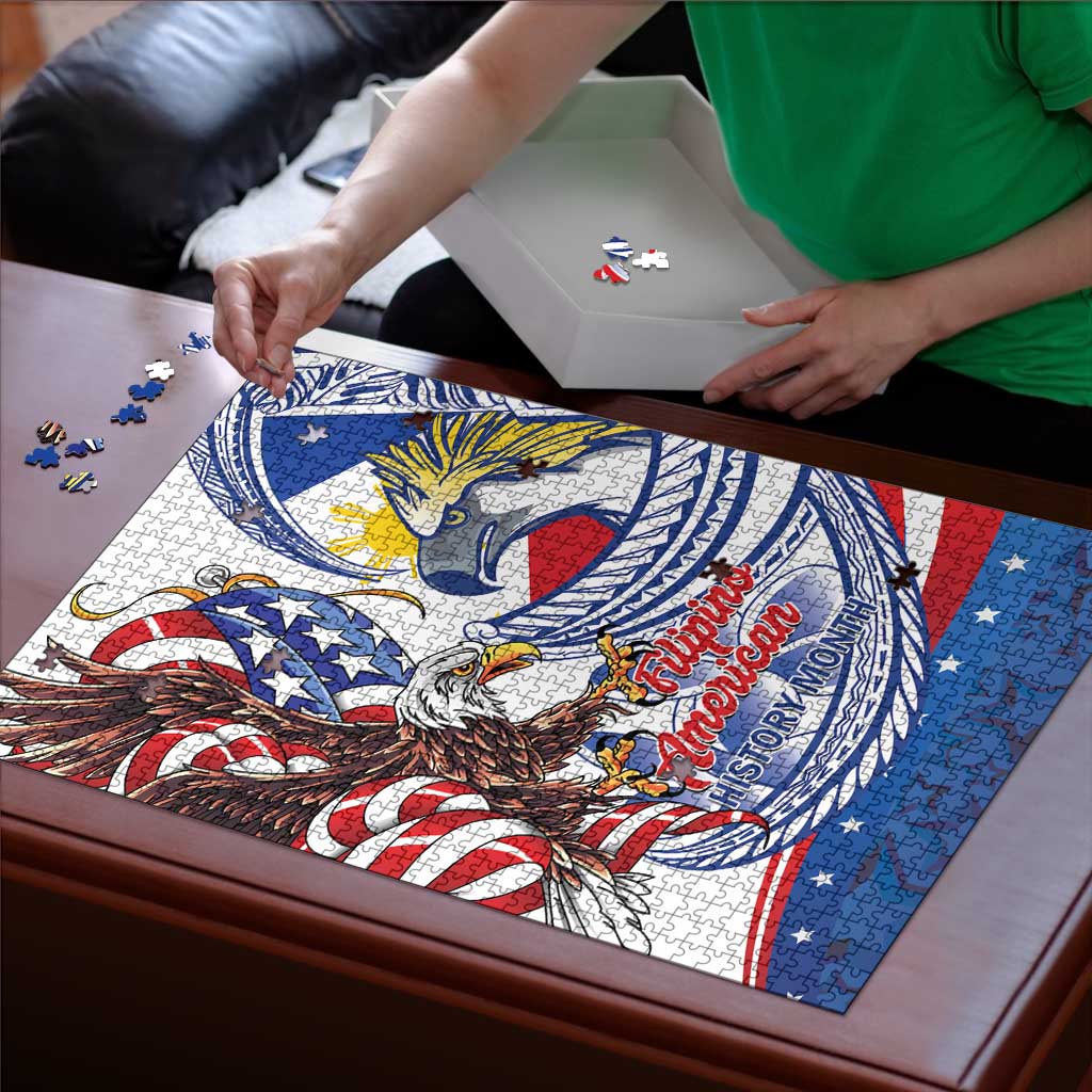 Filipino American History Month Puzzle Philippines Agila USA Eagle Mix Flag LT14 - Polynesian Pride