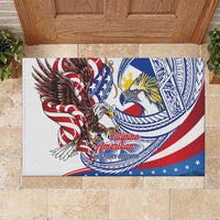 Filipino American History Month Rubber Doormat Philippines Agila USA Eagle Mix Flag