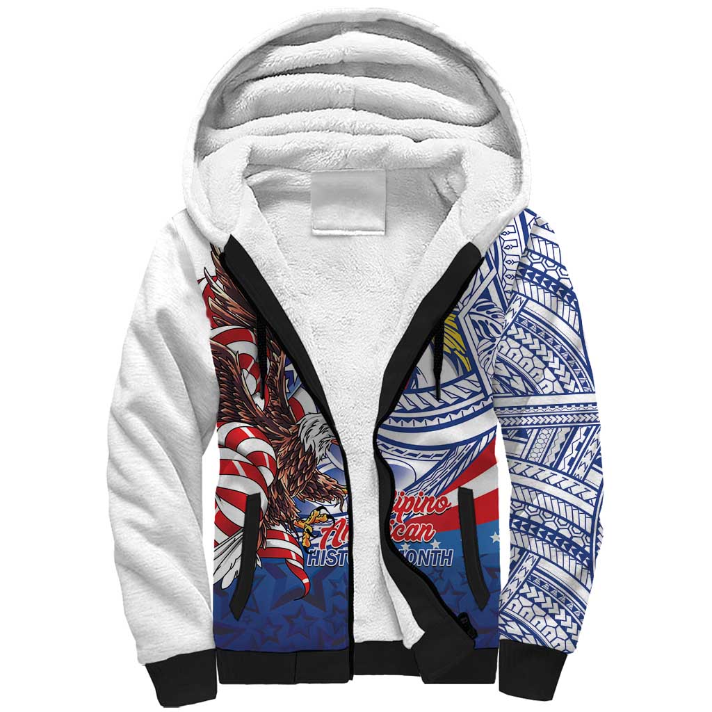 Filipino American History Month Sherpa Hoodie Philippines Agila USA Eagle Mix Flag
