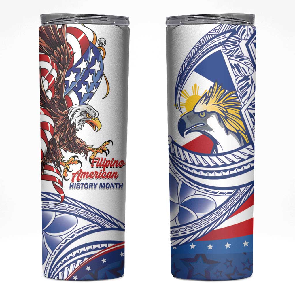 Filipino American History Month Skinny Tumbler Philippines Agila USA Eagle Mix Flag LT14 Blue - Polynesian Pride