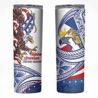 Filipino American History Month Skinny Tumbler Philippines Agila USA Eagle Mix Flag LT14 Blue - Polynesian Pride