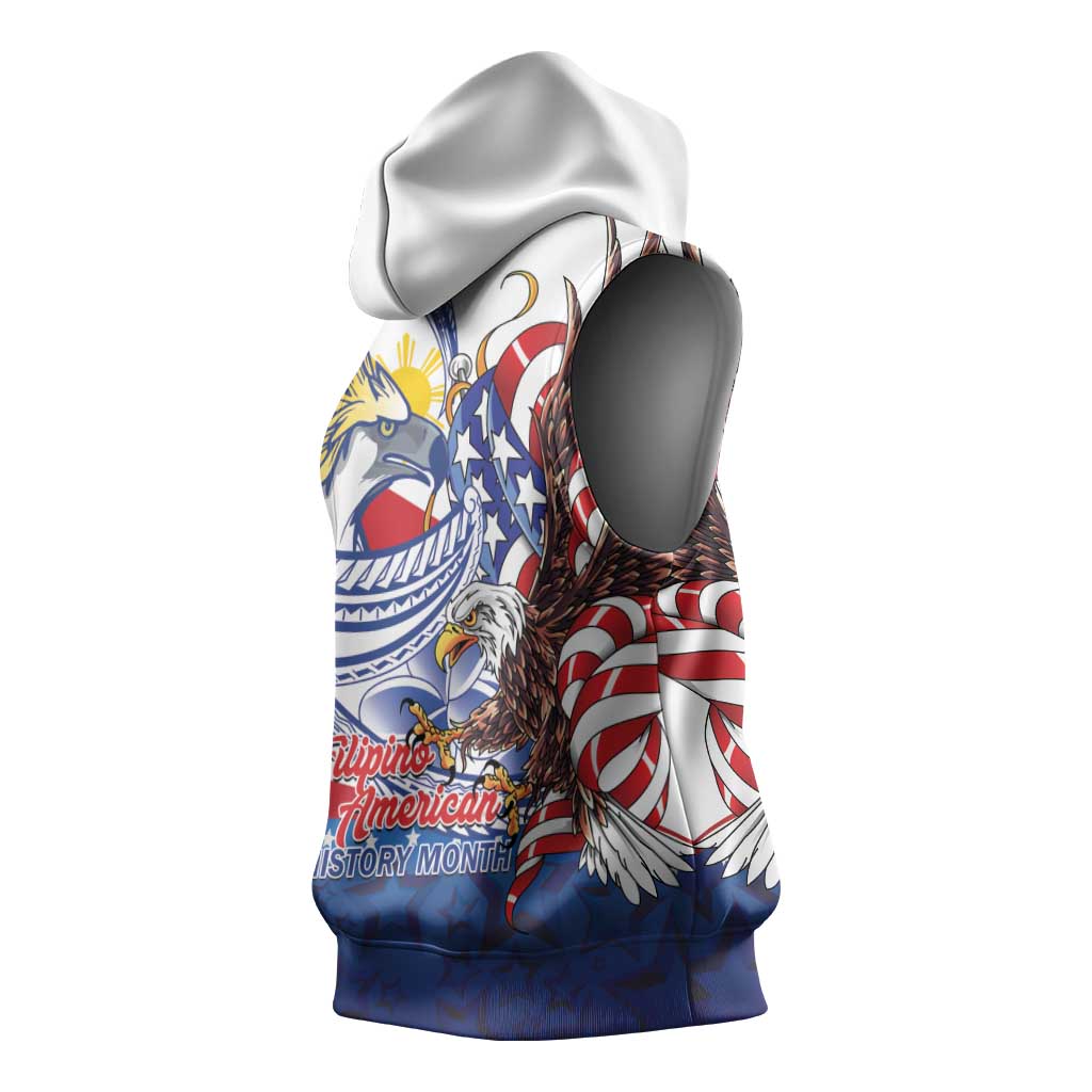 Filipino American History Month Sleeveless Hoodie Philippines Agila USA Eagle Mix Flag LT14 - Polynesian Pride