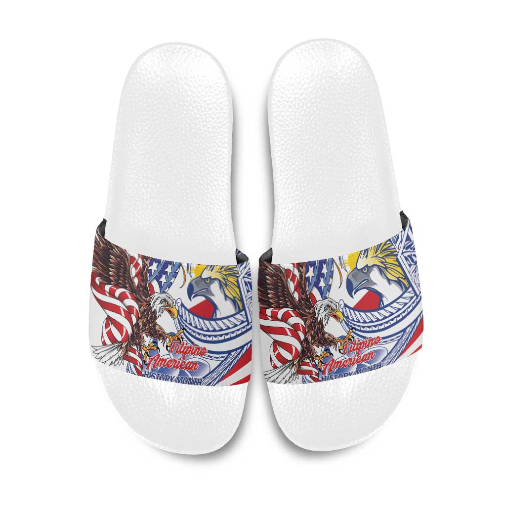 Filipino American History Month Slide Sandals Philippines Agila USA Eagle Mix Flag