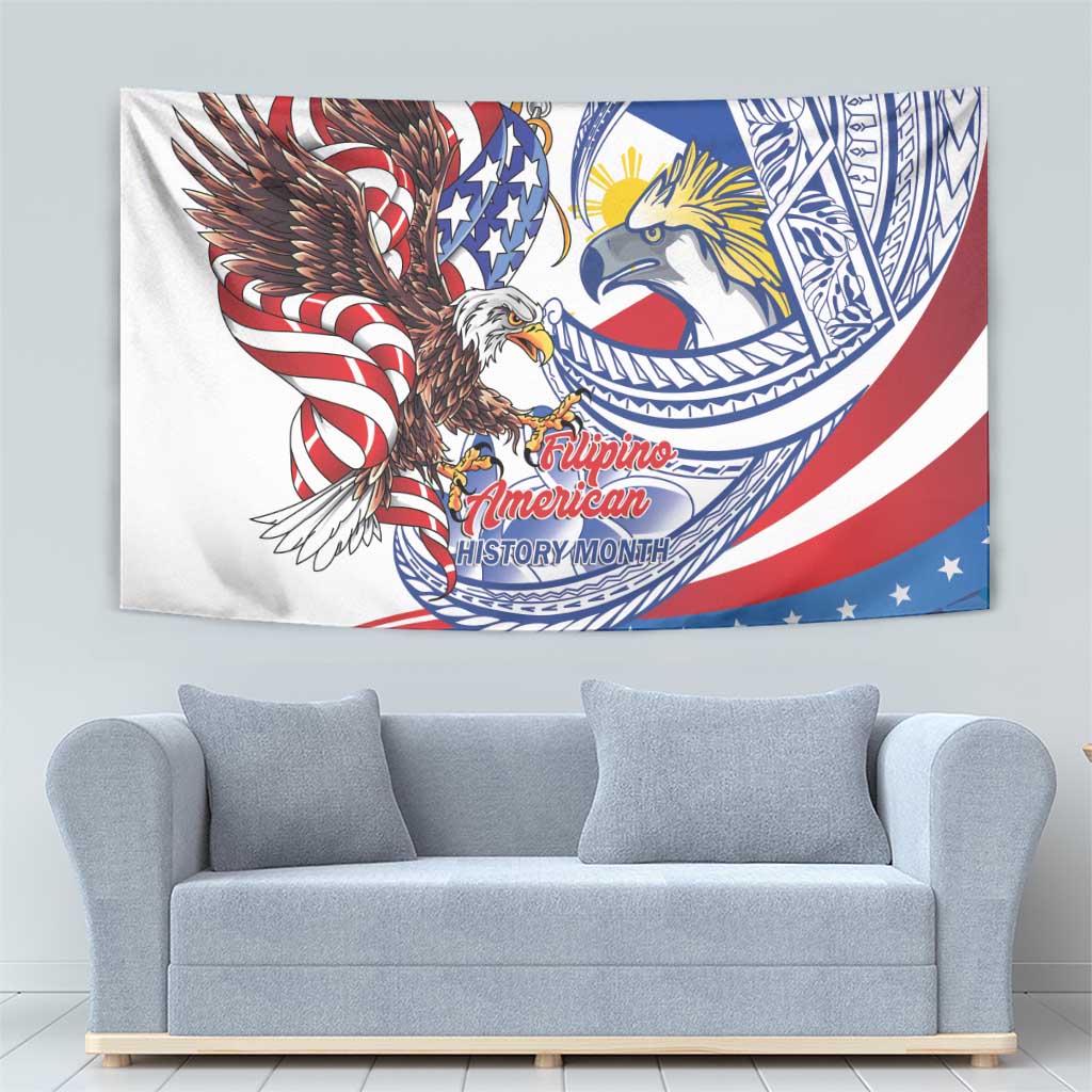 Filipino American History Month Tapestry Philippines Agila USA Eagle Mix Flag