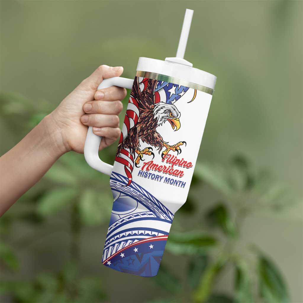 Filipino American History Month Tumbler With Handle Philippines Agila USA Eagle Mix Flag