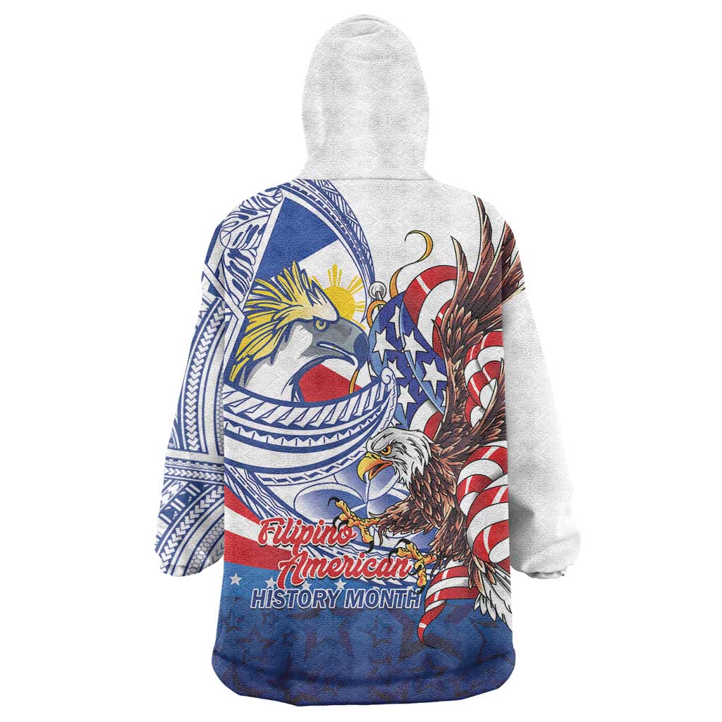Filipino American History Month Wearable Blanket Hoodie Philippines Agila USA Eagle Mix Flag LT14 - Polynesian Pride
