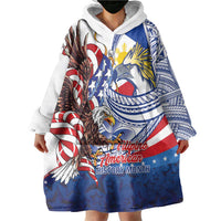 Filipino American History Month Wearable Blanket Hoodie Philippines Agila USA Eagle Mix Flag LT14 - Polynesian Pride