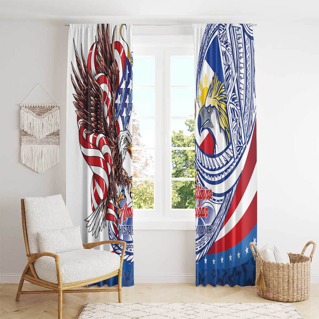Filipino American History Month Window Curtain Philippines Agila USA Eagle Mix Flag