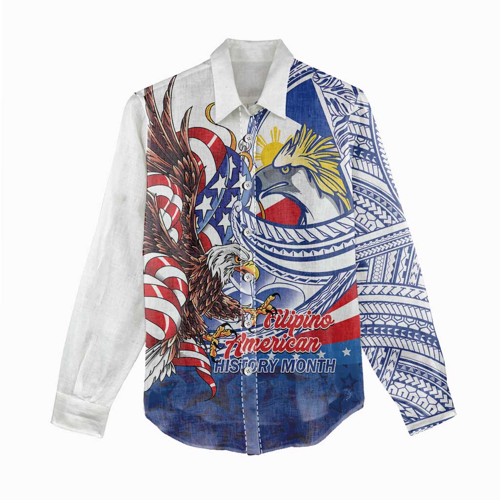Filipino American History Month Women Casual Shirt Philippines Agila USA Eagle Mix Flag LT14 - Polynesian Pride