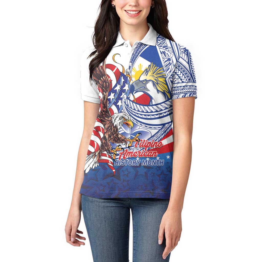 Filipino American History Month Women Polo Shirt Philippines Agila USA Eagle Mix Flag LT14 - Polynesian Pride