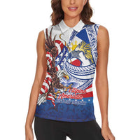 Filipino American History Month Women Sleeveless Polo Shirt Philippines Agila USA Eagle Mix Flag LT14 - Polynesian Pride