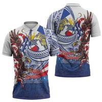Filipino American History Month Zipper Polo Shirt Philippines Agila USA Eagle Mix Flag LT14 - Polynesian Pride