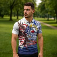 Filipino American History Month Zipper Polo Shirt Philippines Agila USA Eagle Mix Flag LT14 - Polynesian Pride