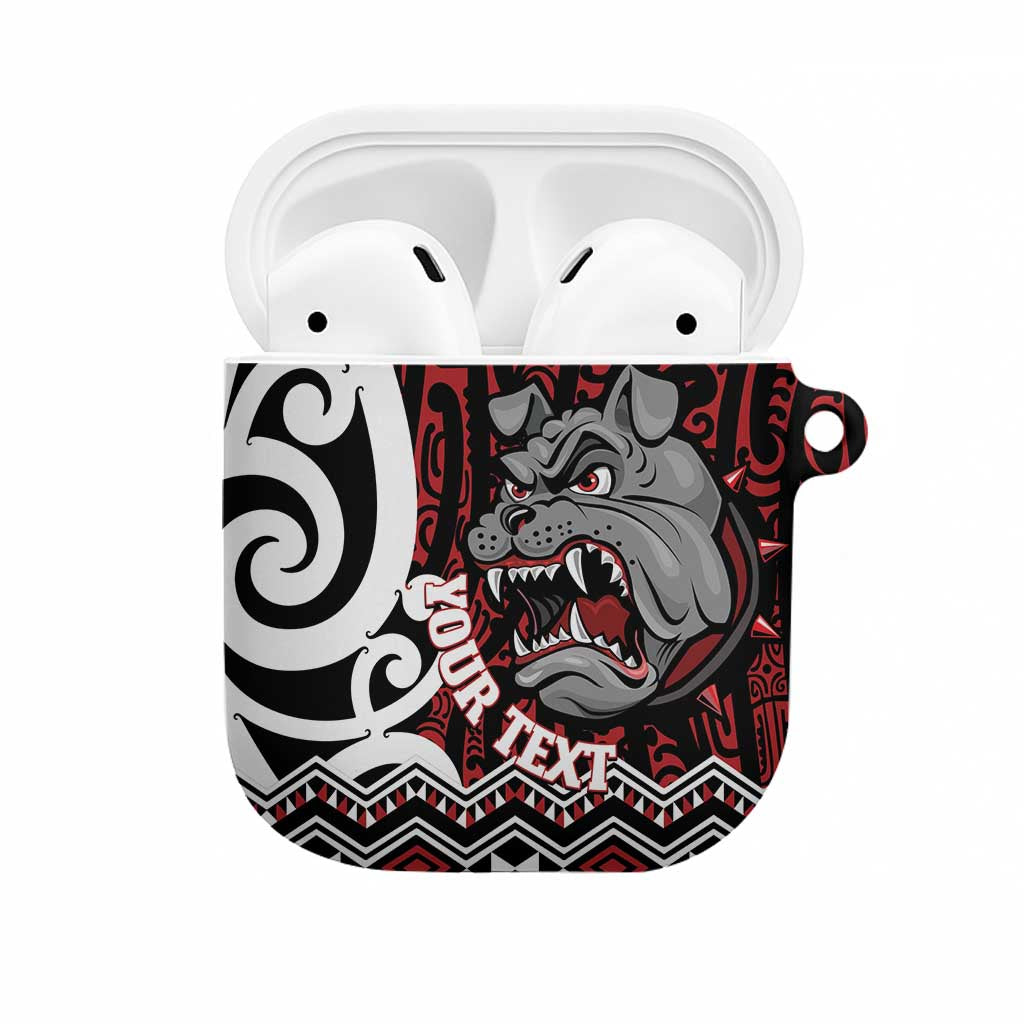 Personalised Aotearoa Bulldog AirPods Case New Zealand Maori Taniko Art LT14 Red - Polynesian Pride