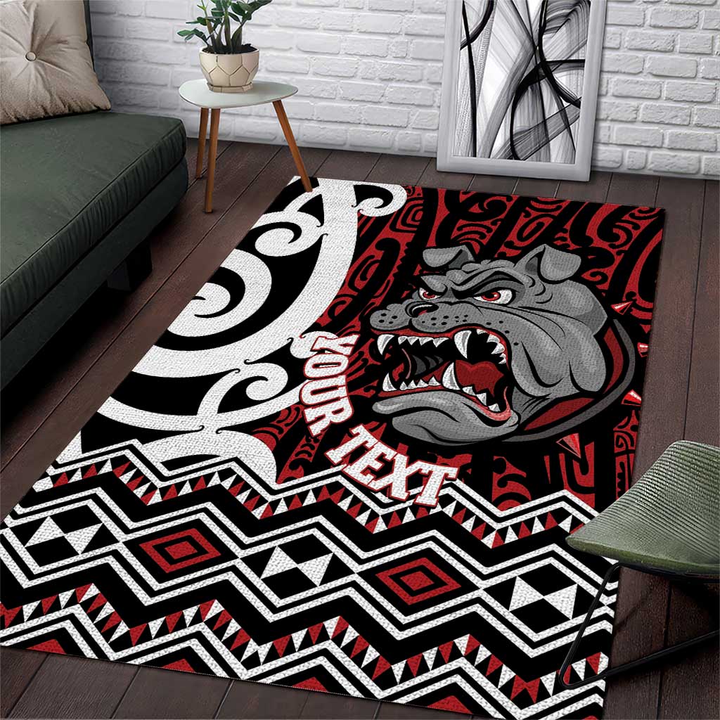 Personalised Aotearoa Bulldog Area Rug New Zealand Maori Taniko Art LT14 Red - Polynesian Pride