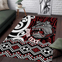 Personalised Aotearoa Bulldog Area Rug New Zealand Maori Taniko Art LT14 Red - Polynesian Pride