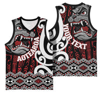 Personalised Aotearoa Bulldog Basketball Jersey New Zealand Maori Taniko Art LT14 - Polynesian Pride