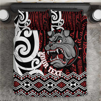 Personalised Aotearoa Bulldog Bedding Set New Zealand Maori Taniko Art