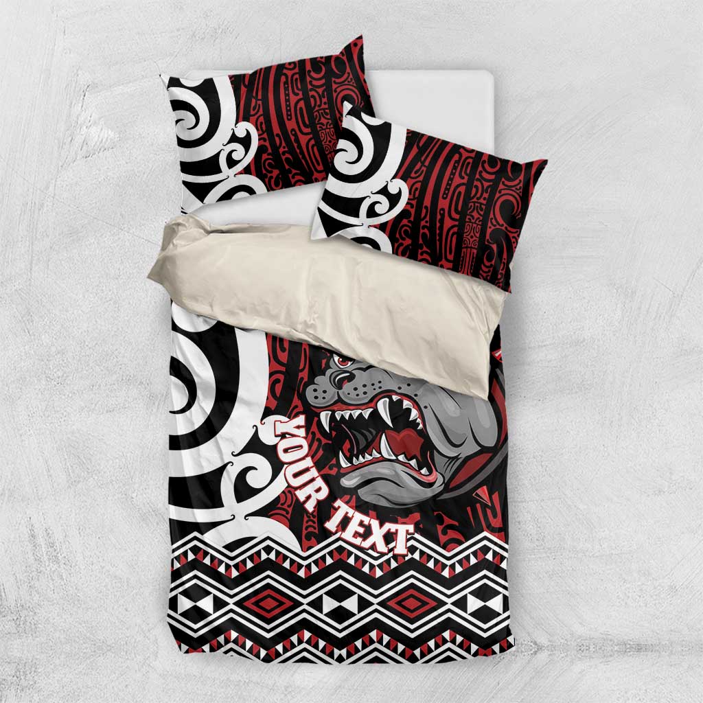 Personalised Aotearoa Bulldog Bedding Set New Zealand Maori Taniko Art