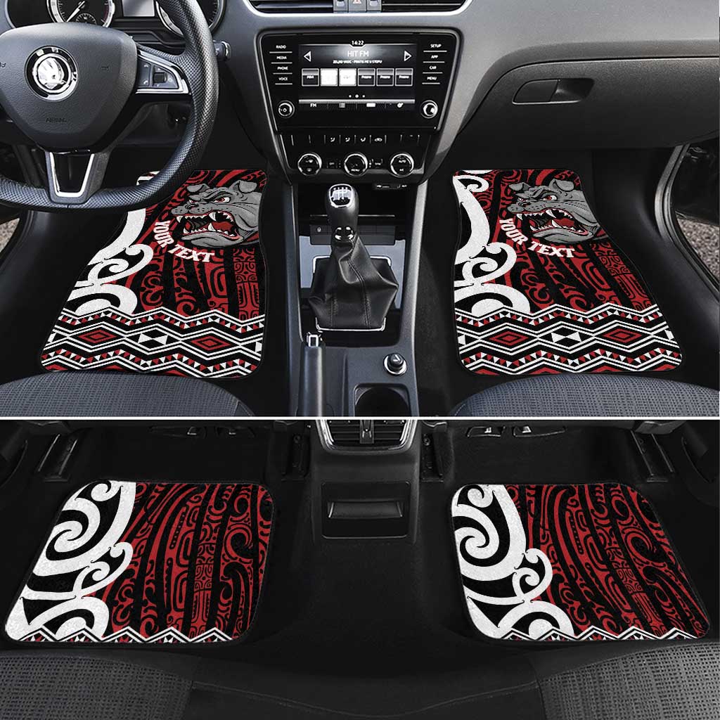 Personalised Aotearoa Bulldog Car Mats New Zealand Maori Taniko Art LT14 Set 4pcs Red - Polynesian Pride