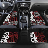 Personalised Aotearoa Bulldog Car Mats New Zealand Maori Taniko Art LT14 Set 4pcs Red - Polynesian Pride