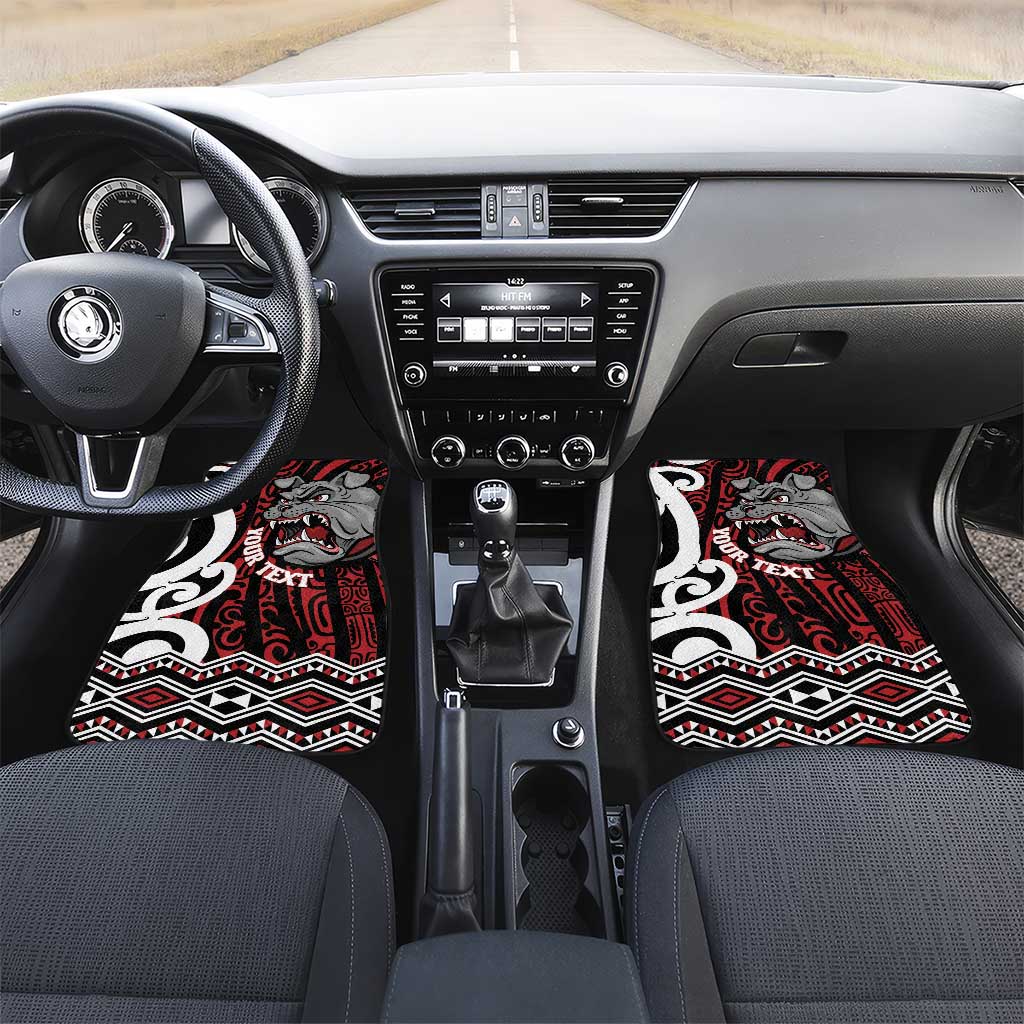 Personalised Aotearoa Bulldog Car Mats New Zealand Maori Taniko Art LT14 Set 2pcs - Front Red - Polynesian Pride
