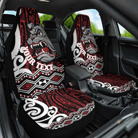 Personalised Aotearoa Bulldog Car Seat Cover New Zealand Maori Taniko Art LT14 One Size Red - Polynesian Pride