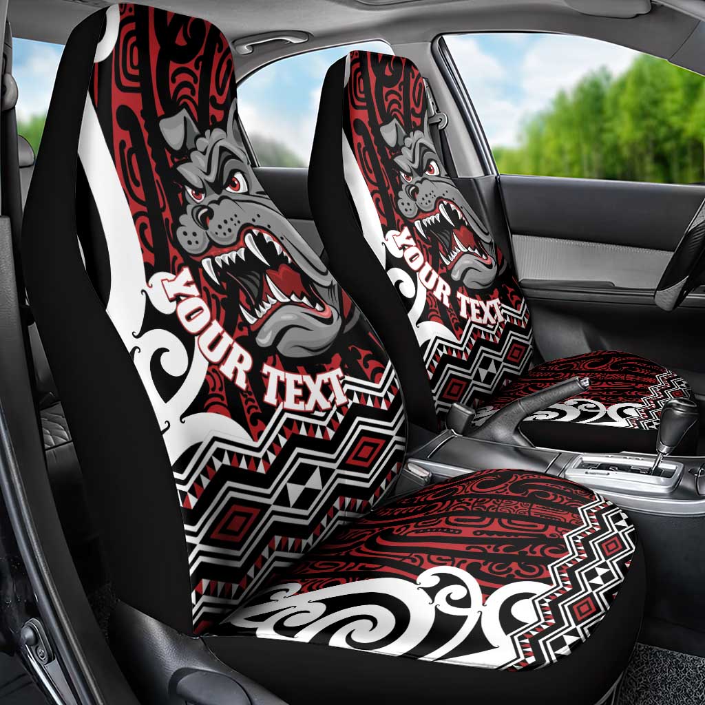 Personalised Aotearoa Bulldog Car Seat Cover New Zealand Maori Taniko Art LT14 - Polynesian Pride