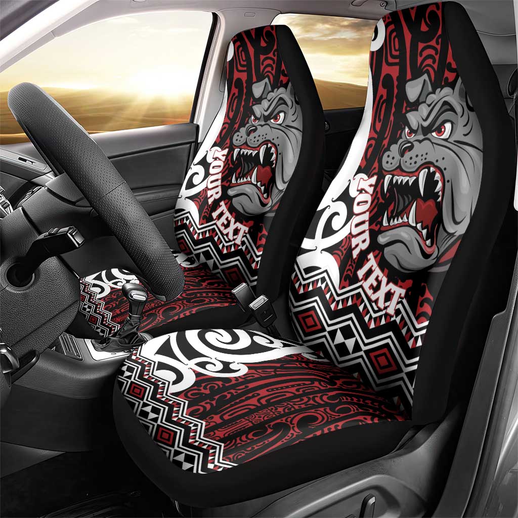 Personalised Aotearoa Bulldog Car Seat Cover New Zealand Maori Taniko Art LT14 - Polynesian Pride