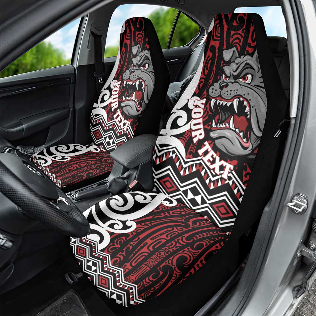 Personalised Aotearoa Bulldog Car Seat Cover New Zealand Maori Taniko Art LT14 - Polynesian Pride