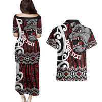 Personalised Aotearoa Bulldog Couples Matching Puletasi and Hawaiian Shirt New Zealand Maori Taniko Art LT14 - Polynesian Pride