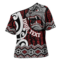 Personalised Aotearoa Bulldog Cross Shoulder Shirt New Zealand Maori Taniko Art LT14 - Polynesian Pride